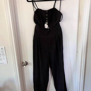 Free People Black Linen Jumpsuit